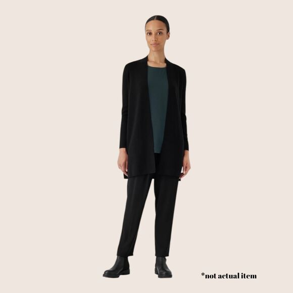 🩶 EILEEN FISHER FINE MERINO REGENERATIVE WOOL CARDIGAN DARK GRAY SMALL - Picture 6 of 11